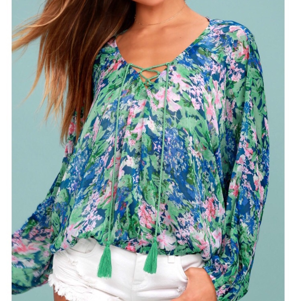 Lulus floral print long sleeve top